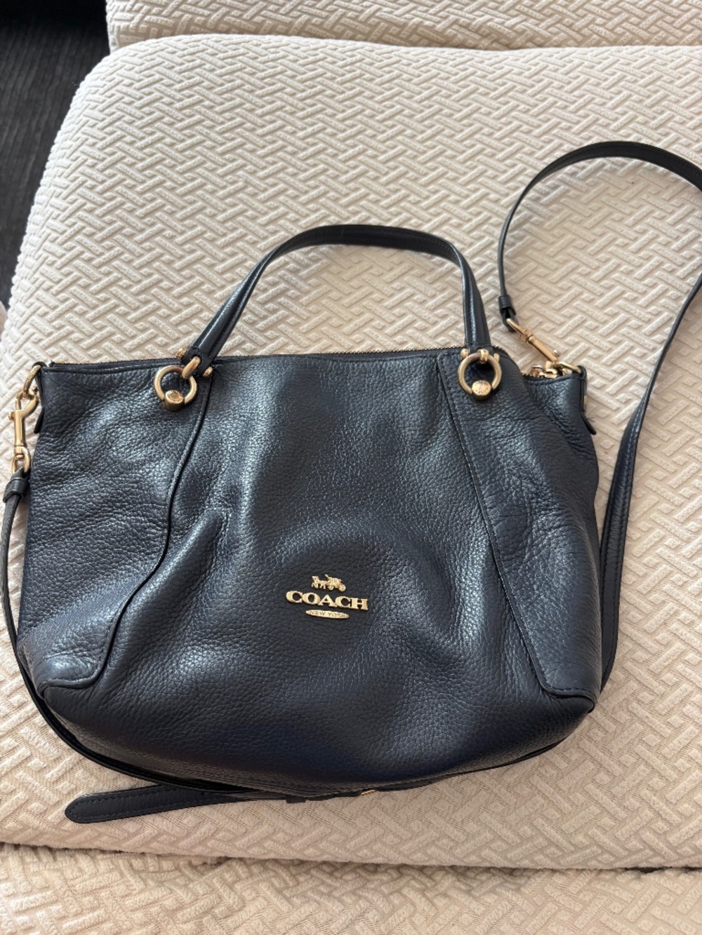 Coach Black Pebbled Leather Crossbody with Gold Hardware